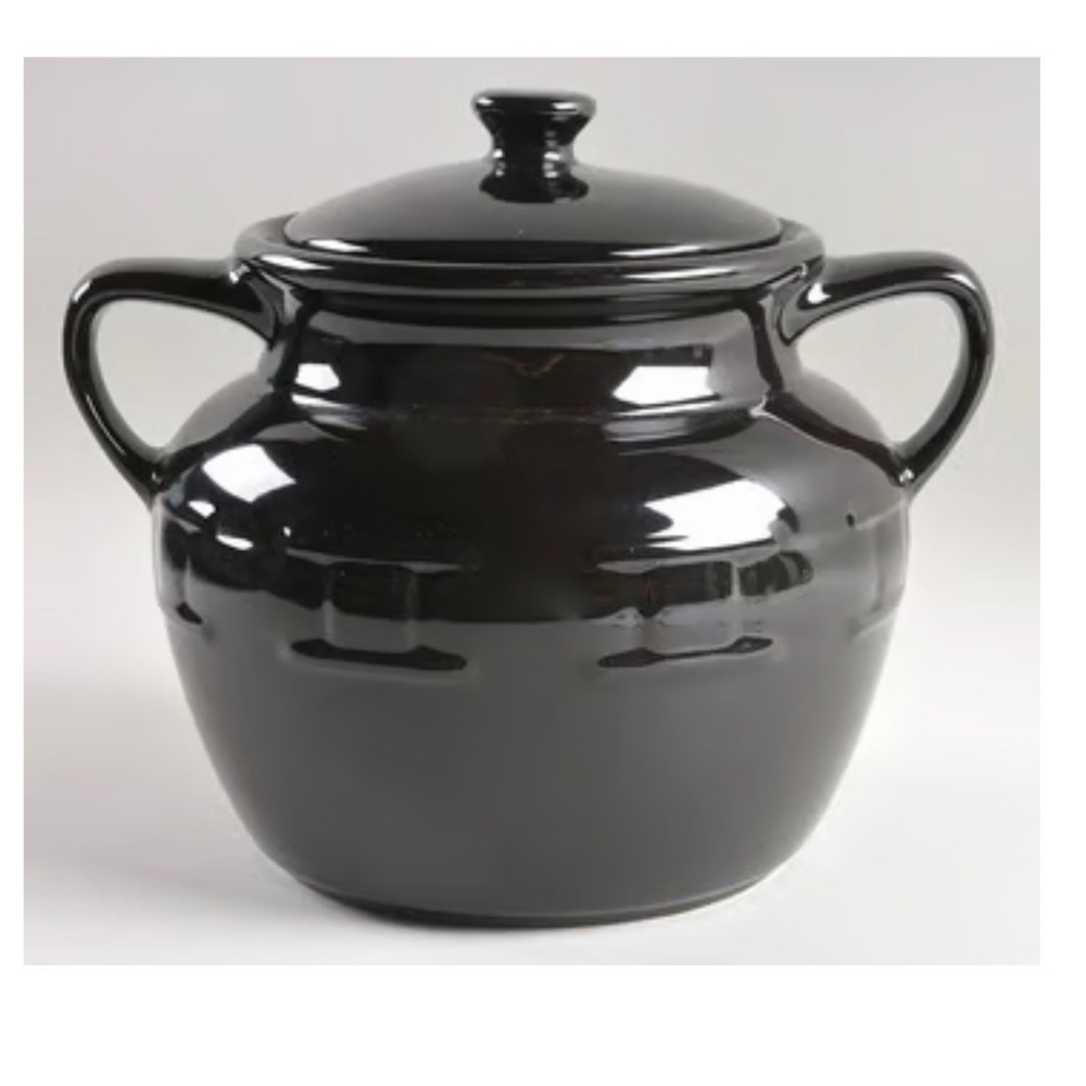 Longaberger Woven Traditions Ebony Cookie Jar Black Pottery 31690150 NEW RETIRED